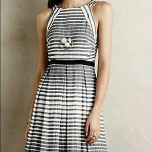Eva Franco Saybrook  White and Grey Striped Dress Anthropologie